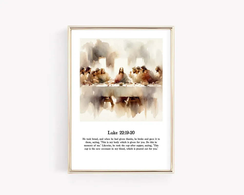 The Last Supper Christian Art Print, Biblical Scene - Image 2