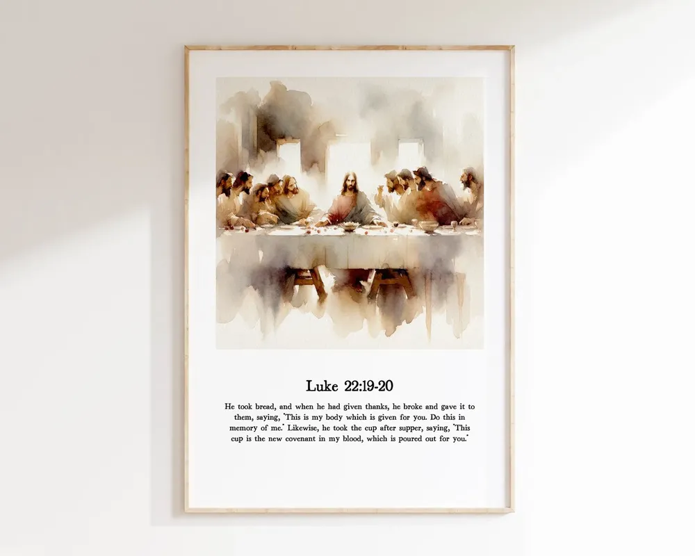 The Last Supper Christian Art Print, Biblical Scene