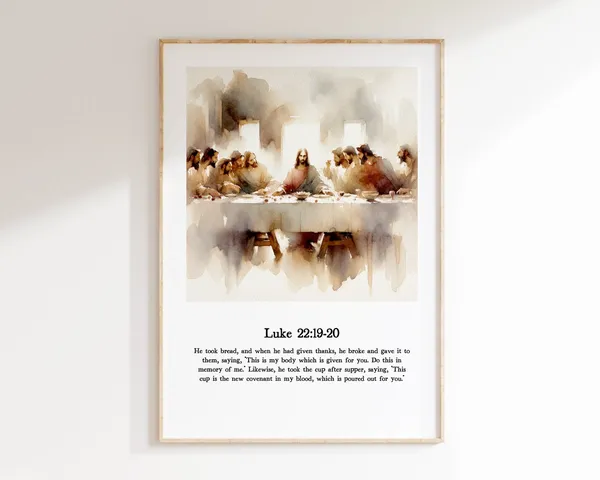 The Last Supper Christian Art Print, Biblical Scene
