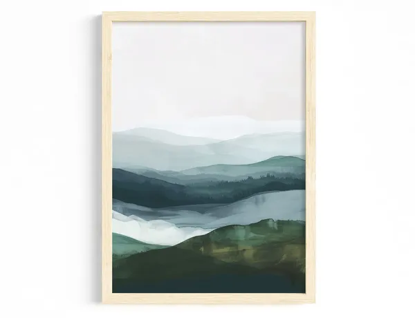 Calming Nature Picture, Abstract Green Landscape Print