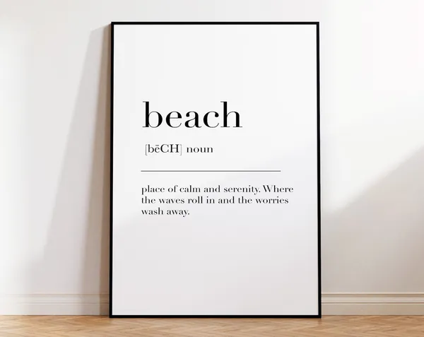 Beach Definition Print, Coastal Wall Art Poster