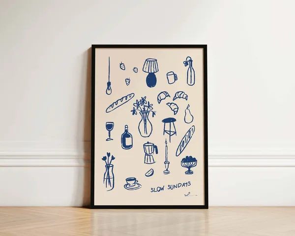 Slow Sundays Coffee Kitchen Art Print, Boho Style