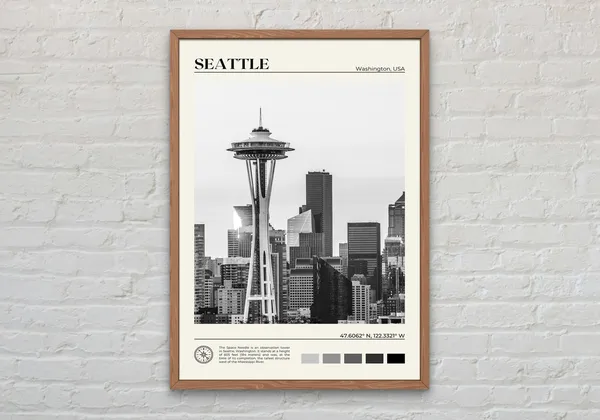 Seattle Black And White Photo Wall Art Print