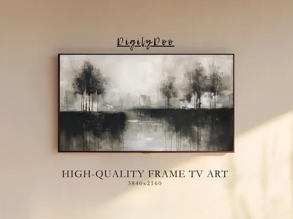 Sombre Black Trees Abstract Minimalist Art Print