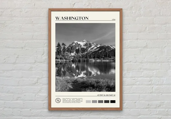 Black And White Washington Poster, Wall Art Print