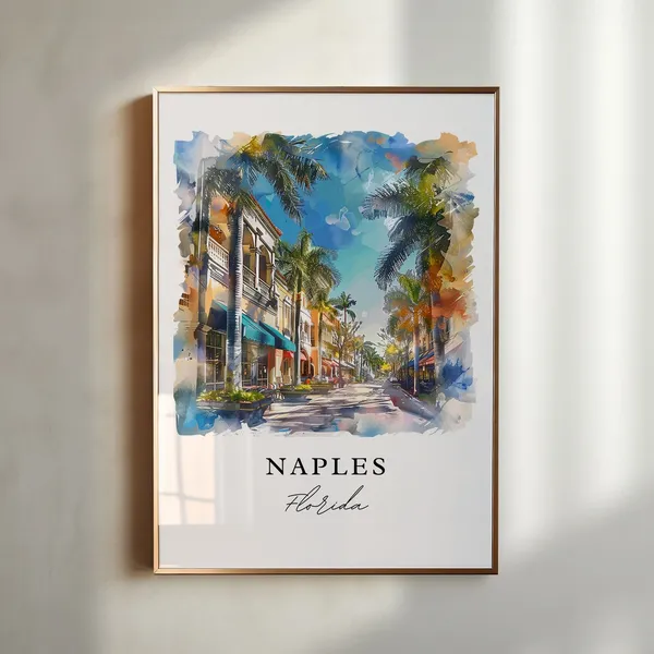 Naples Florida Travel Poster, Housewarming Wall Art