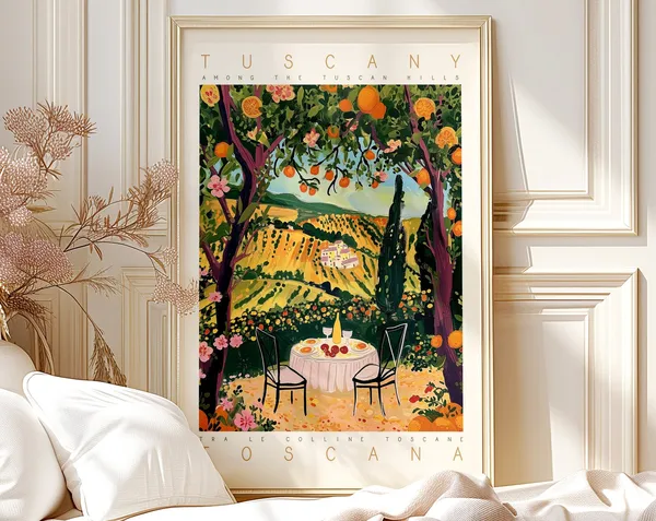Whimsical Tuscany Florence Italy Travel Poster