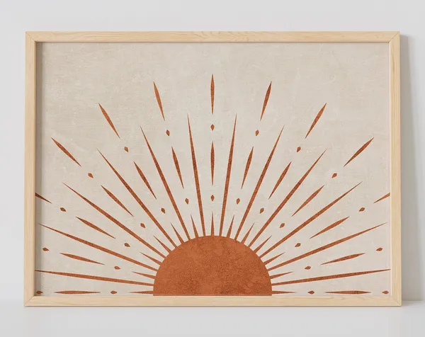 Sun Wall Print, Boho Abstract Sunset Art Print