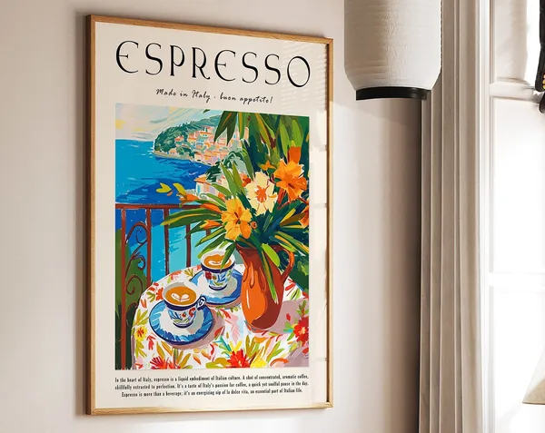 Coffee Poster Espresso Print, Vintage Kitchen Decor