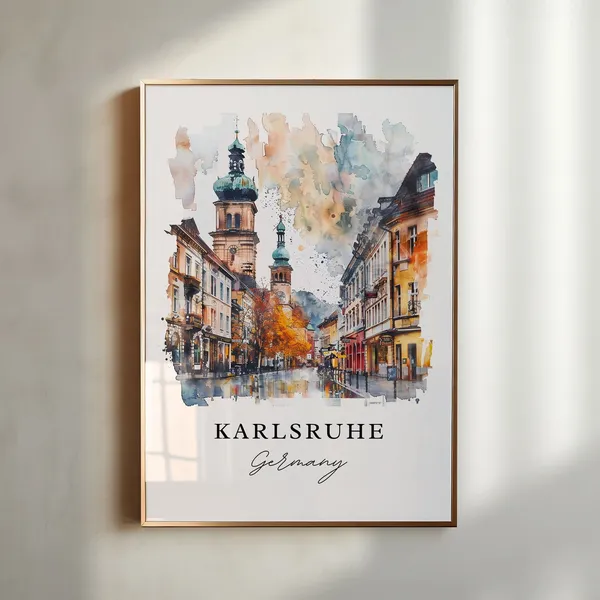 Karlsruhe Travel Poster, Germany Wall Art Print