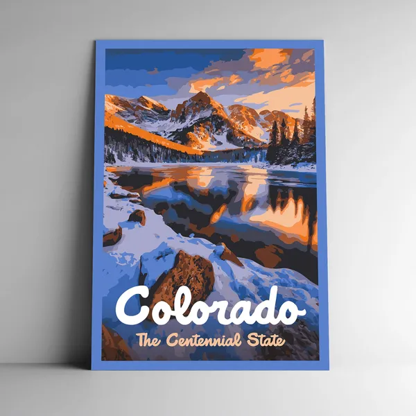 Colorado The Centennial State Vintage Travel Poster