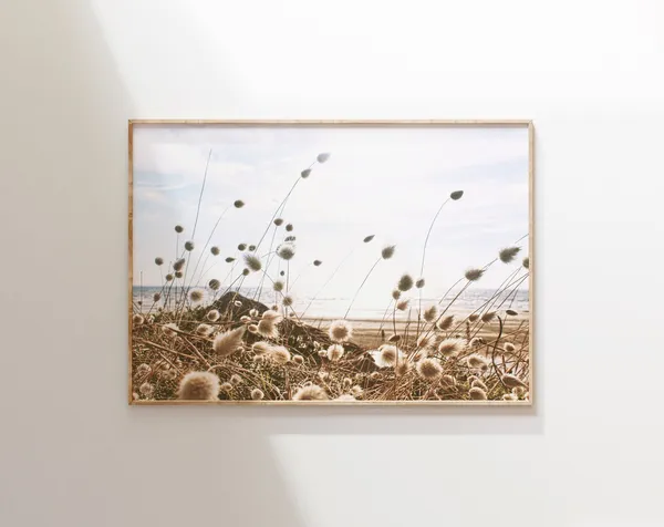 Neutral Dried Grass Boho Pampas Coastal Reeds Art Print