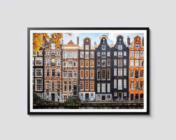 Amsterdam Landscape Travel Poster, Canal Architecture