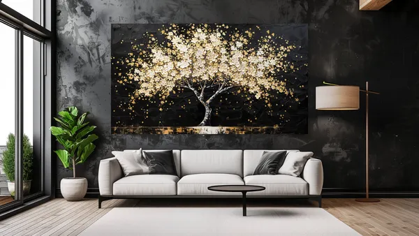 Black and White Tree Abstraction Wall Art Print