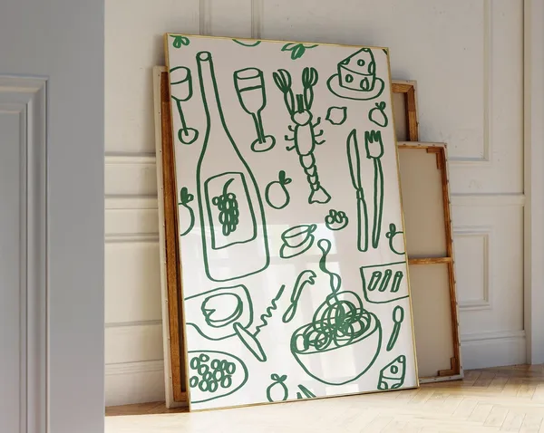 Kitchen Print Italian Food and Wine Art Poster