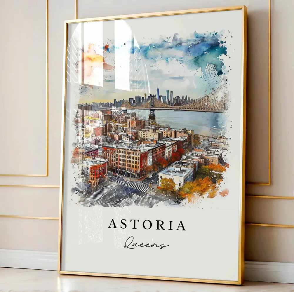 Astoria Queens Watercolor Travel Poster, NYC Print - Image 5