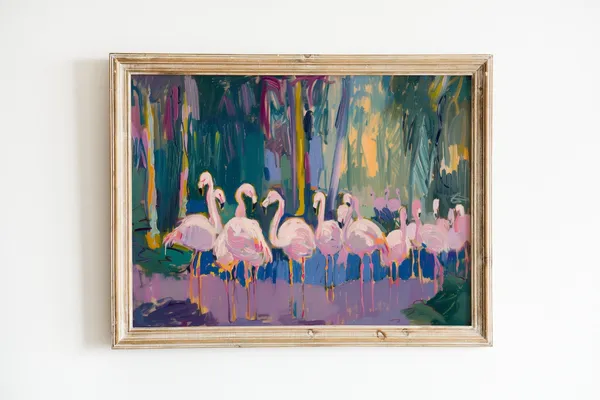 Pink Flamingo Art Print, Palm Beach Aesthetic