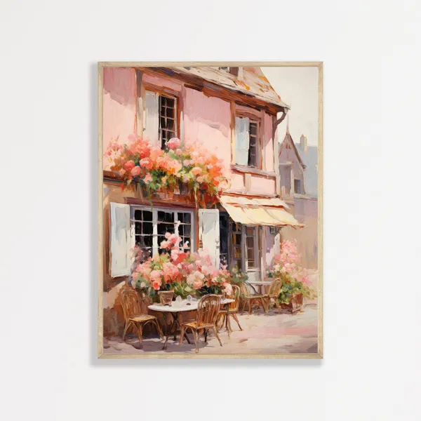 Pink Town Vintage European Travel Poster, Retro