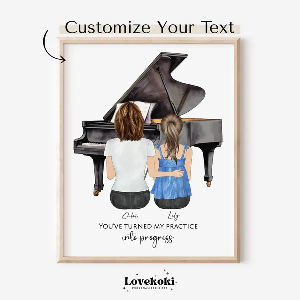 Personalized Piano Teacher Christmas Art Print