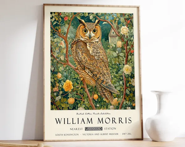 William Morris Exhibition Poster, Vintage Wall Art