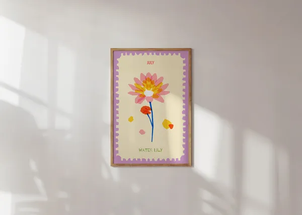 Water Lily Art Print, July Birth Month Flower