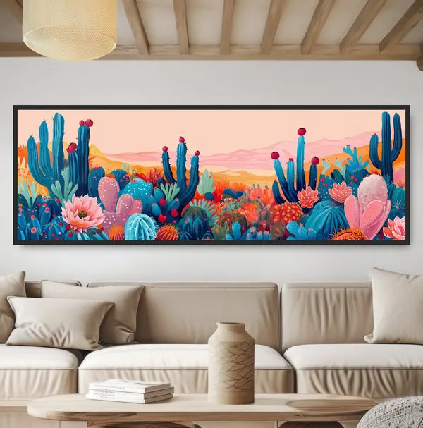 Colorful Neon Desert Cactus Abstract Poster Print