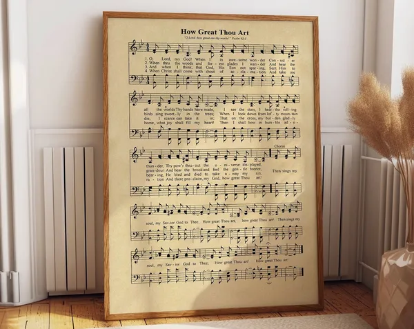 How Great Thou Art Music Sheet Lyrics Poster