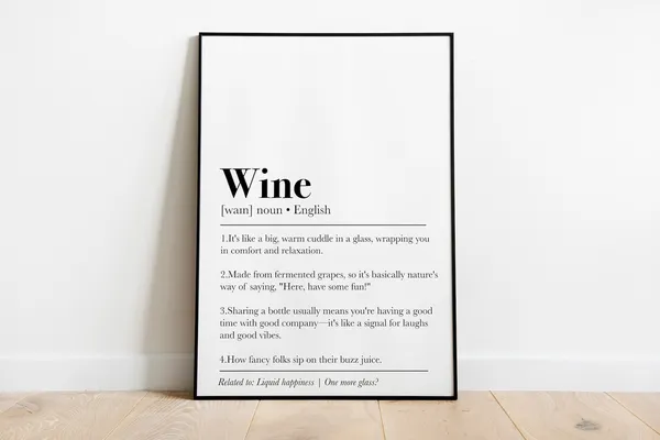 Wine Definition Print, Bar Wall Art Print