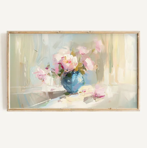 Spring Floral Still Life Art Print, TV Spring Decor