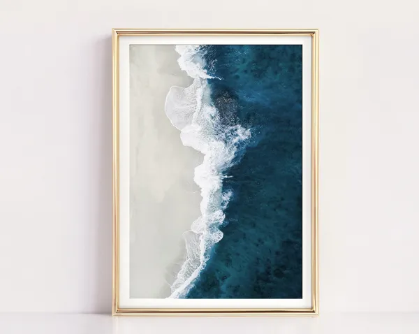 Aerial Beach Print, Modern Coastal Wall Art Print