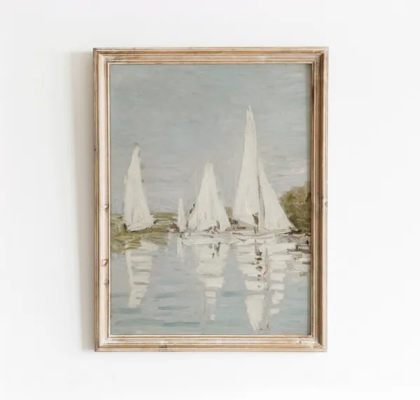 Regatta Vintage Coastal Boat Painting Art Print