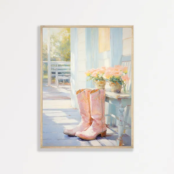 Country Boots Retro Cowgirl Western Art Print