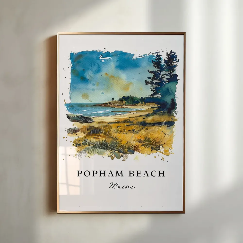 Popham Beach, Maine Travel Poster Art Print