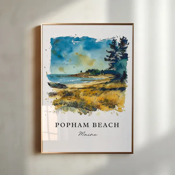 Popham Beach, Maine Travel Poster Art Print