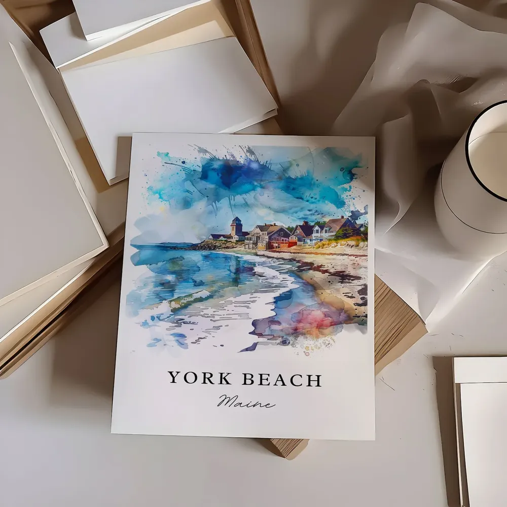 York Beach Me Travel Poster, Maine Housewarming - Image 5