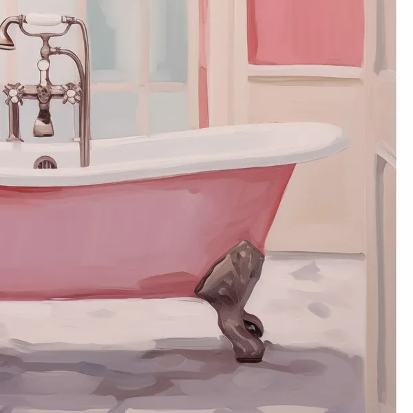Pink Vintage Girly Bathroom Art Print, Coquette Retro