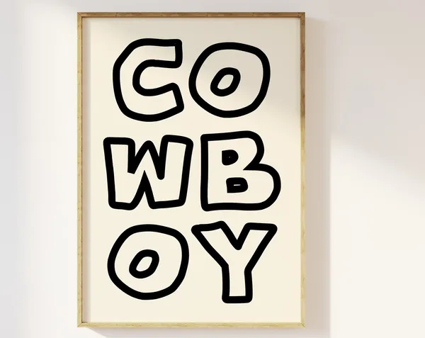 Cowboy Typography Minimalist Western Art Print