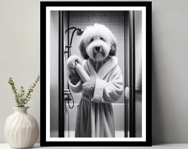Old English Sheepdog Bathroom Wall Art Print