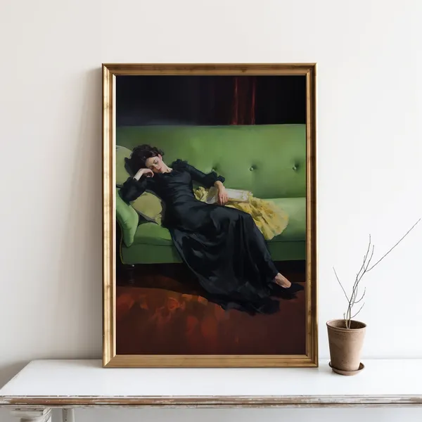 Young Woman Portrait, Vintage Moody Wall Art