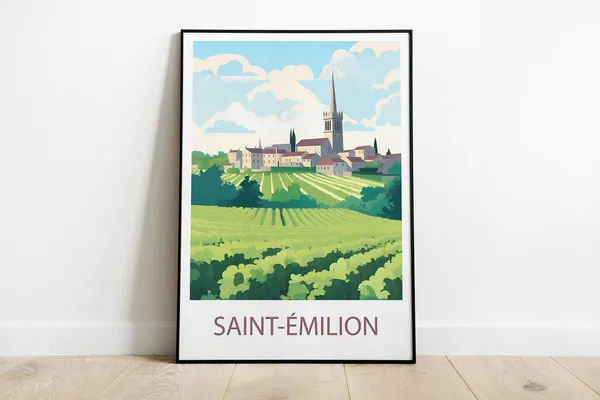 Saint Milion Travel Poster, Minimalist Bordeaux France