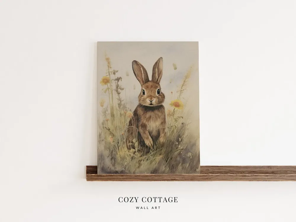 Little Rabbit Vintage Style Art Print, Easter Decor - Image 2