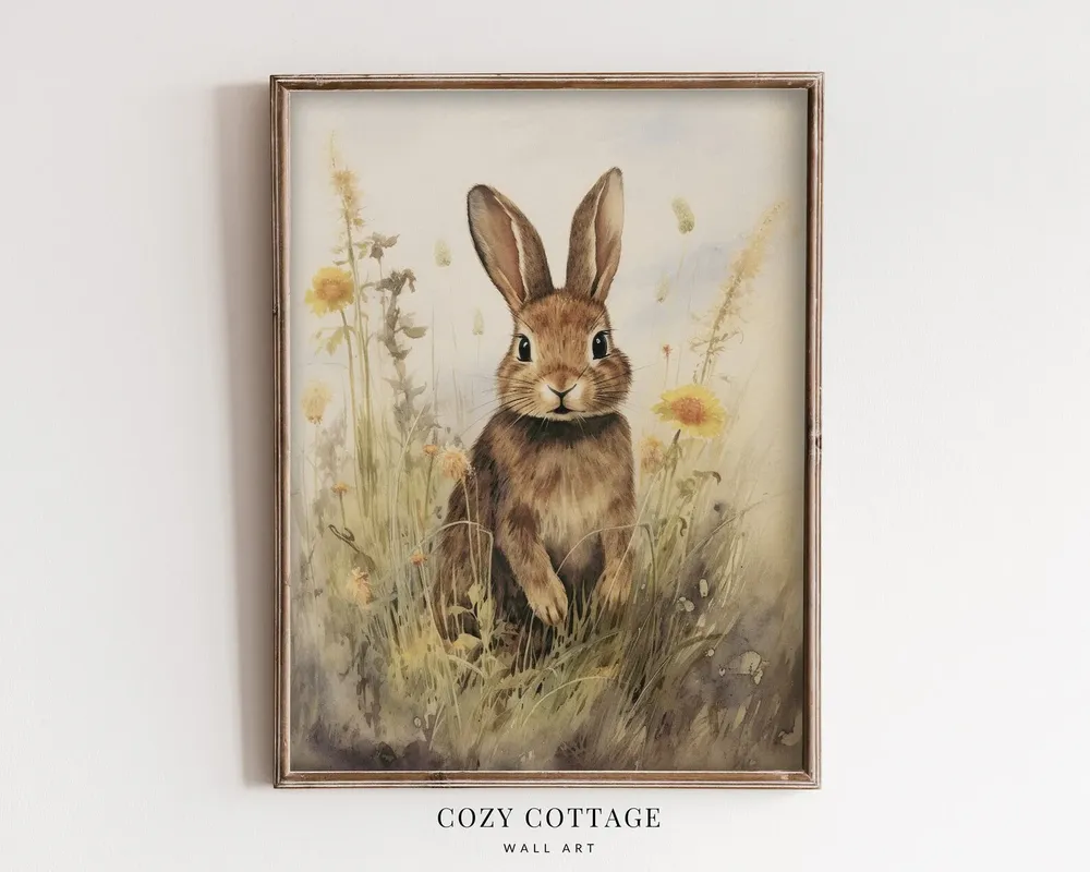 Little Rabbit Vintage Style Art Print, Easter Decor