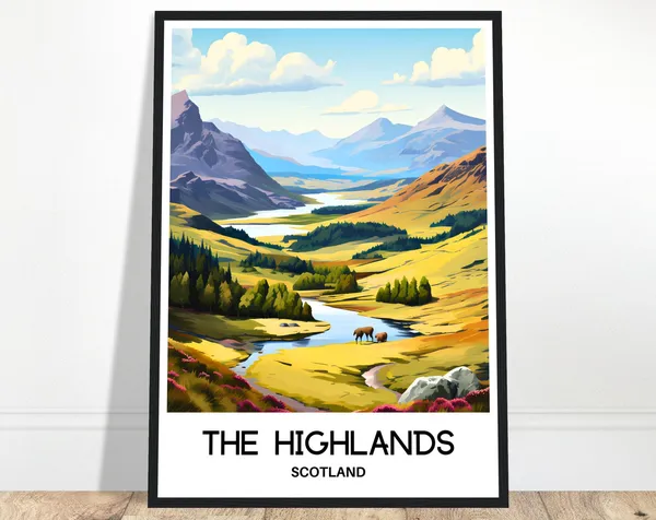 Scottish Highlands Travel Poster, Europe Wall Art