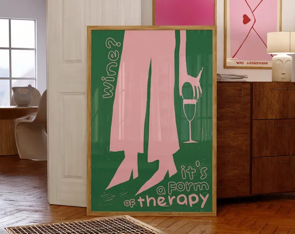 Eclectic Maximalist Wine Print, Kitchen Cocktail Art
