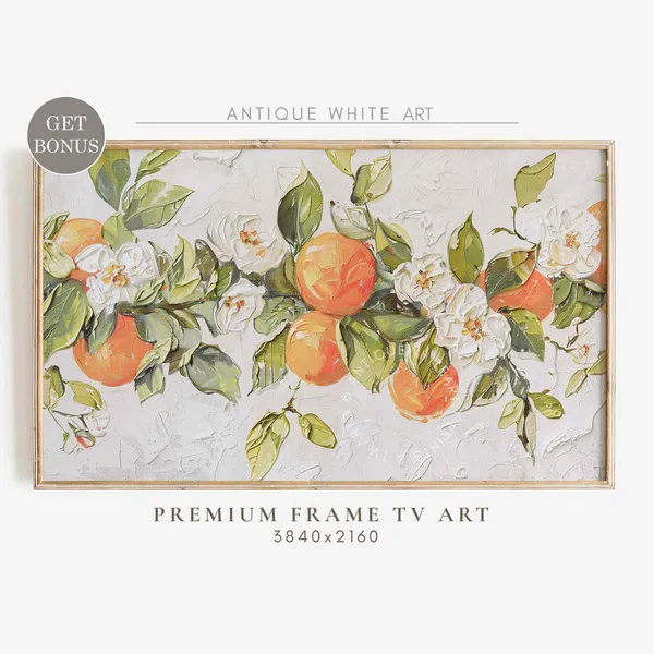 Neutral Frame TV Art Summer Botanical Citrus Art