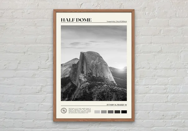 Half Dome Black And White Travel Wall Art Print, USA