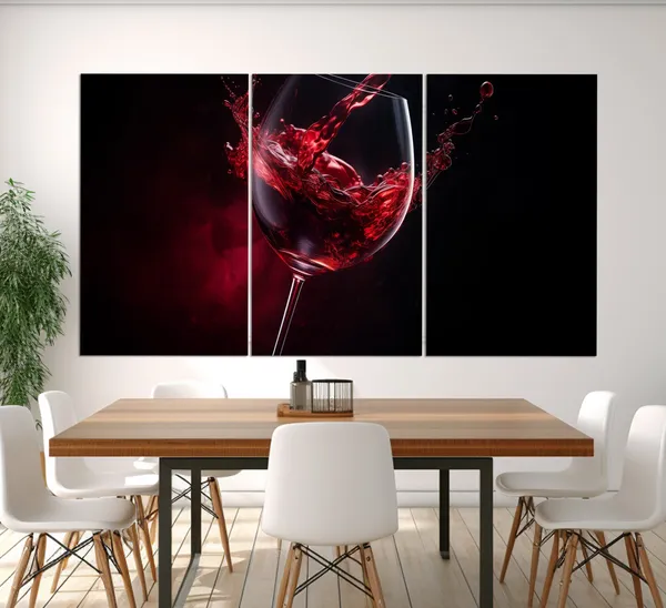 Wine Wall Art Abstract Red Wine Glass Art Print