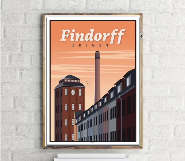 Bremen Findorff Vintage Travel Poster Art Print