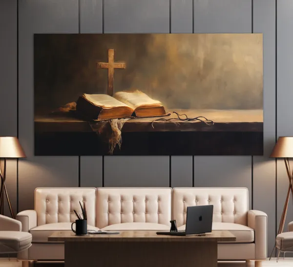 Holy Bible, Vintage Oil-Painting Style Art Print
