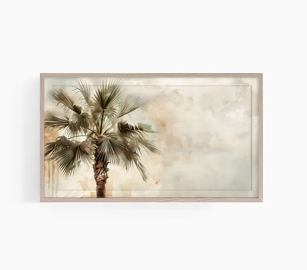 Palm Tree TV Art, Neutral Hawaii Summer Poster